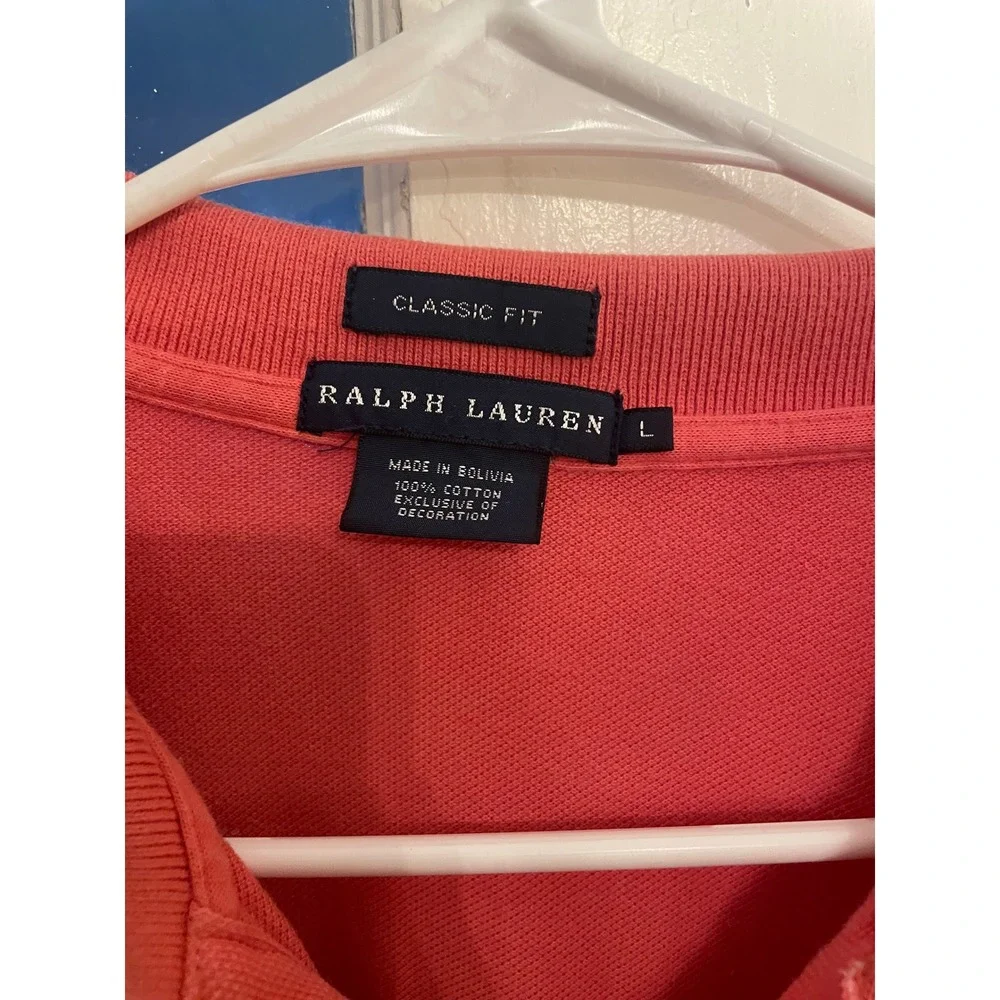 Ralph Lauren Polo Shirt Men L Coral Classic Fit Short Sleeve Pony Logo Preppy